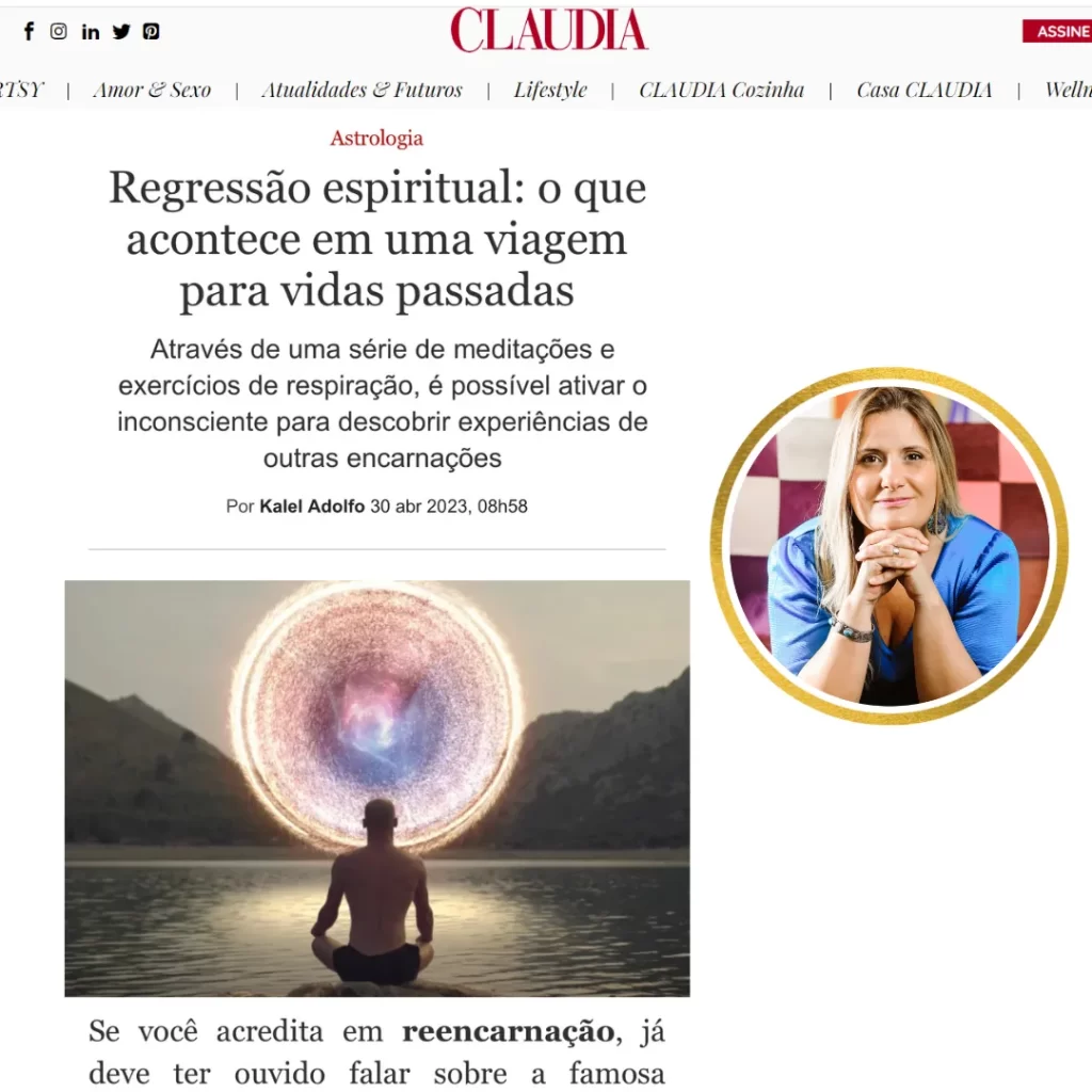 Dra. Cintia Balotta na Revista Claudia: especialista em Regressão Espiritual e Vidas Passadas consultada pela mídia nacional